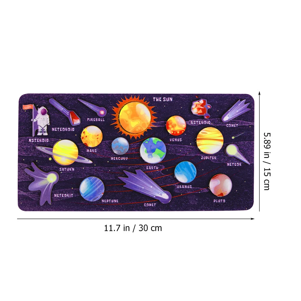 1 Juego de rompecabezas de sistema Solar, rompecabezas educativo de madera para niños, aprendizaje temprano, desarrollo cognitivo, juego a juego de planetas espaciales