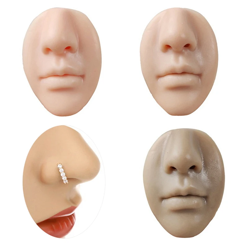 1PCS Soft Silicone Flexible 3D Three-Dimensional Nose Ear Model For Piercing Ring Jewelry Display Piercing Model Practice Nose