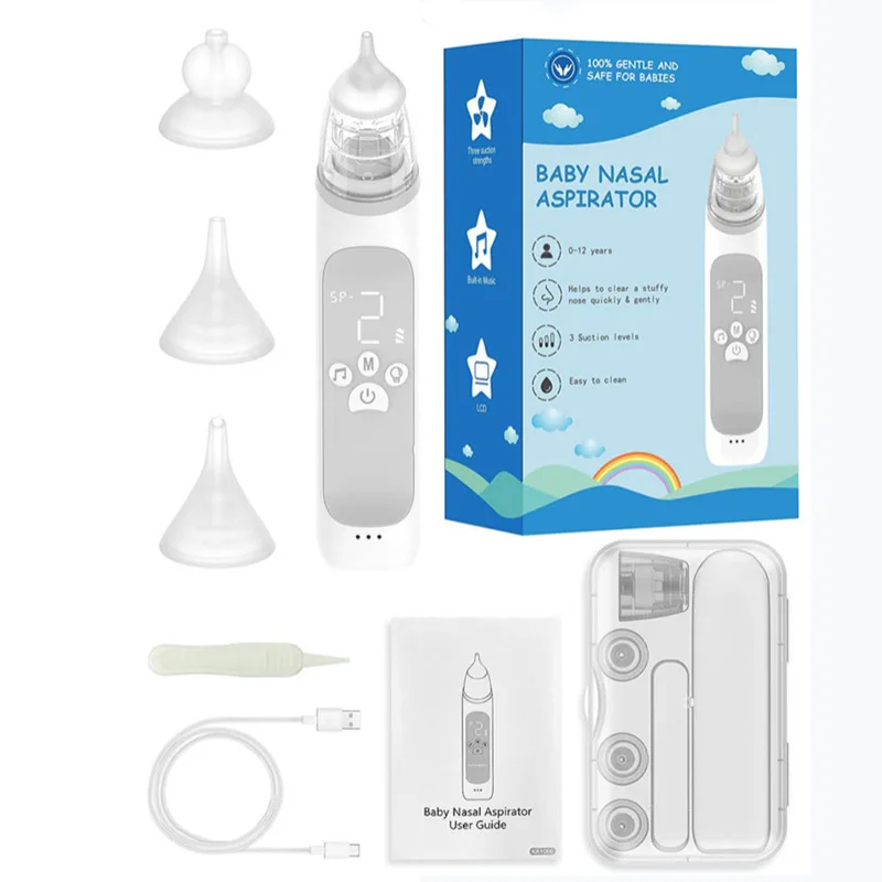Electric nasal suction device, suitable for children and infants to suck nasal mucus and clean feces, color music baby