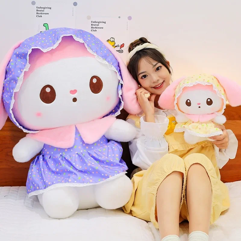 85CM Super Big Size Sanrio Cartoon Turban Flower Dress My Melody Stuffed Animal Doll Plushies Children's Birthday Gift Toys