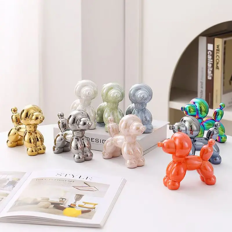 Mini caniche de cerámica de 12,5 cm, adorno abstracto, escultura creativa, estatua para sala de estudio, accesorios para el hogar y la Oficina, decoración del Festival