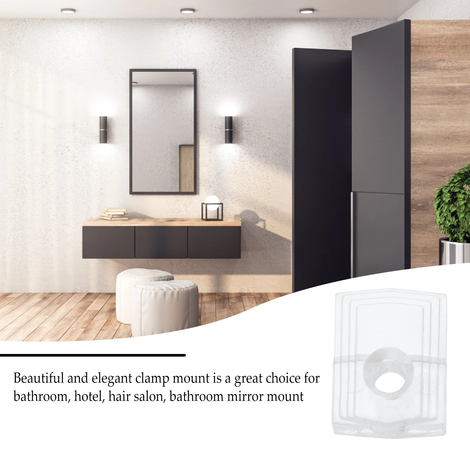 

40Sets Mirror Hanging Clips Kit Clear Plastic Mirror Holder Clamps Glass Retainer Clip for Bathroom Hotel Glass