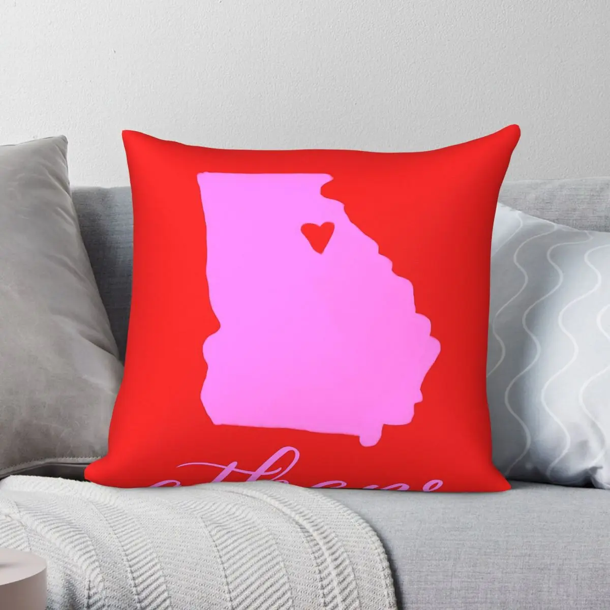 Pink Athens Square Pillowcase Polyester Linen Velvet Printed Zip Decor Pillow Case Sofa Cushion Cover