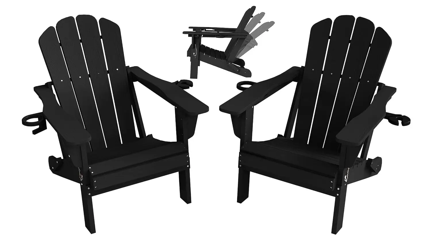 Folding Adirondack Chair Set of 2, 3-Position Adjustable Back, Outdoor Patio Lawn Garden Furniture, Customized