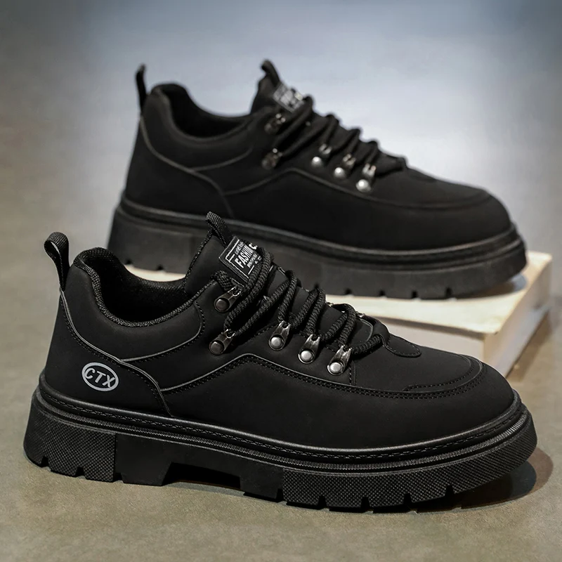 Yellow Four Seasons Pu Leather Mens Footwear 2025 New Men Casual Shoes Fashionable and Comfortable Outdoor Male Tooling Sneakers