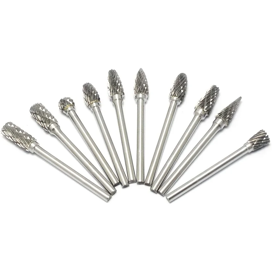 Imagem -05 - Double Cut Tungsten Carbide Grinding Bits Grupo Rebarbação em Metal Duro Aço de Tungstênio Compatível com Ferramentas Rotativas 10 Pcs