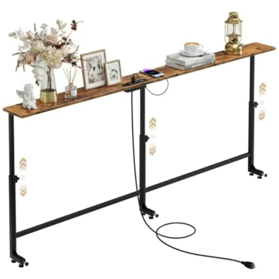 

70.9 Inch Behind Couch Table 24"-32" Adjustable Height Range Behind The Couch Table with Outlet Adjustable Console Table Narrow