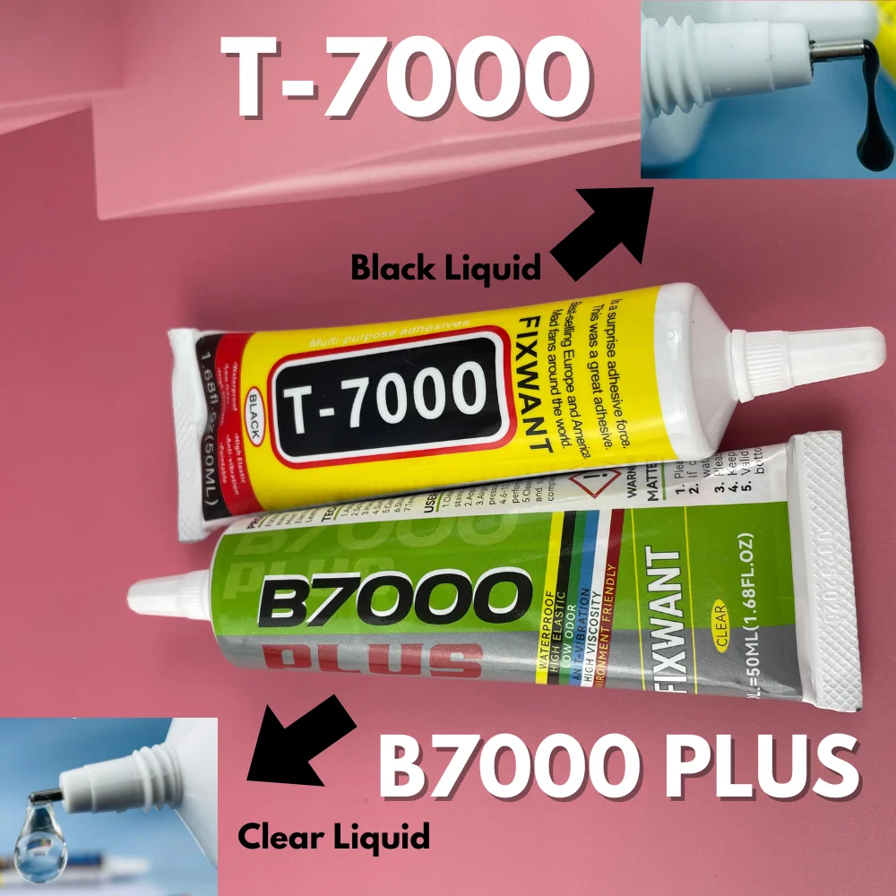 Clear B7000 PLUS & Black T-7000 Glue 15ml/50ml/110ml for Phone Repair, DIY Fabric Jewelry Craft, Anti-Vibration Liquid Adhesive