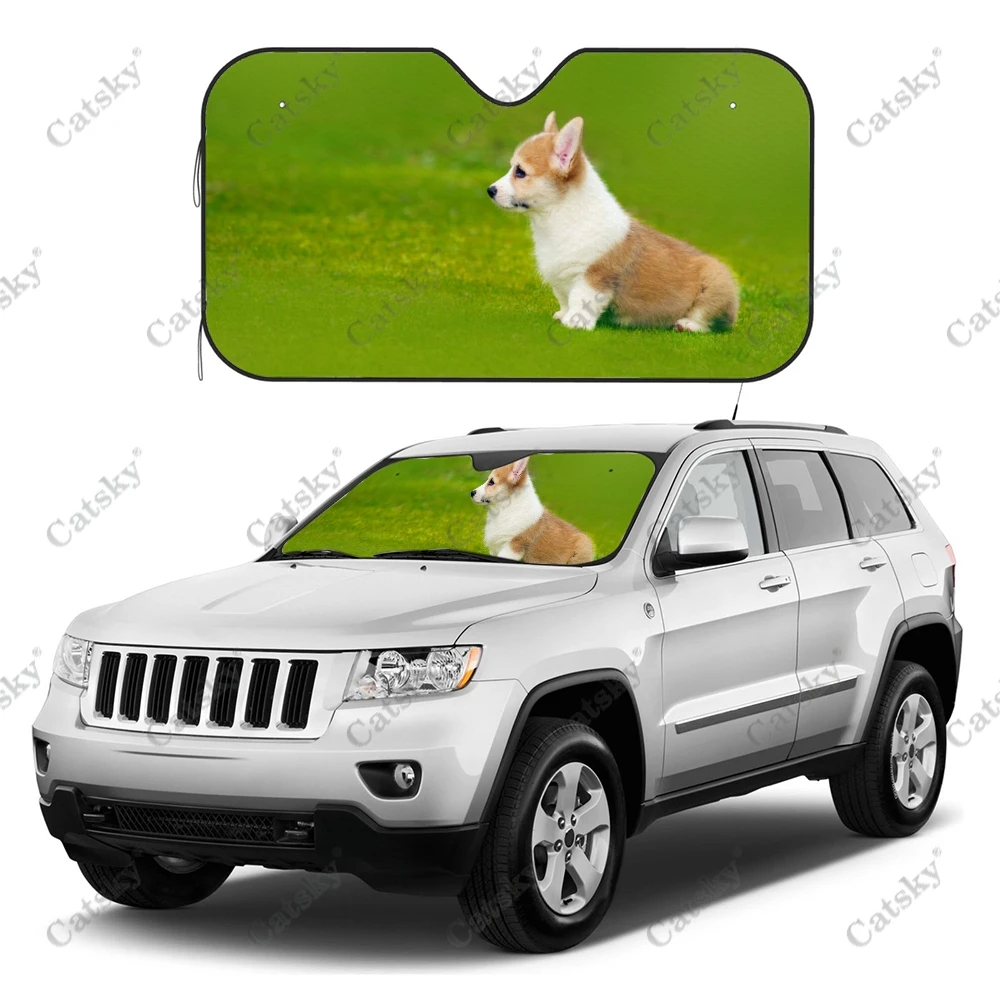 Custom Welsh Corgi Animal Car Auto Windshield Sun Shade Funny Personalized Foldable Sun Visor Protector Sunshade for Car SUV