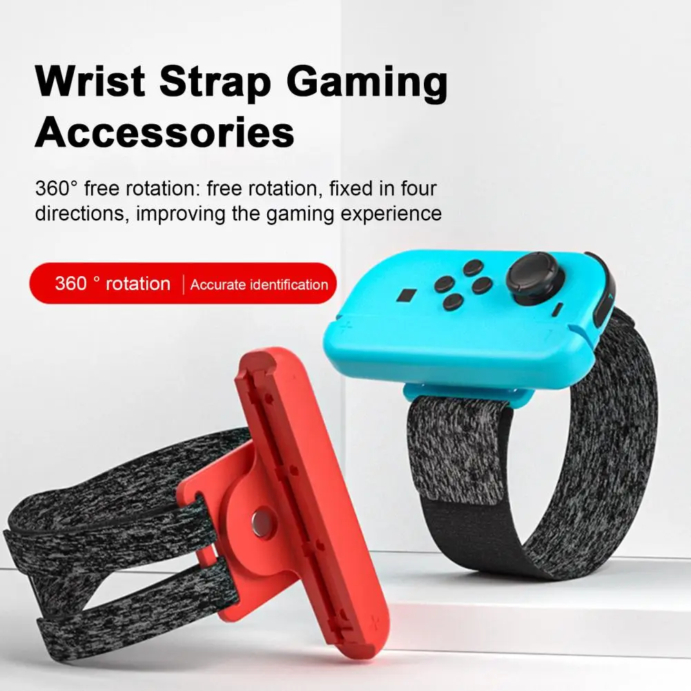 2Pcs Game Controller Wristband 360-degree Rotation Game Wrist Bands Adjustable Game Bracelet for Switch/Oled JoyCon