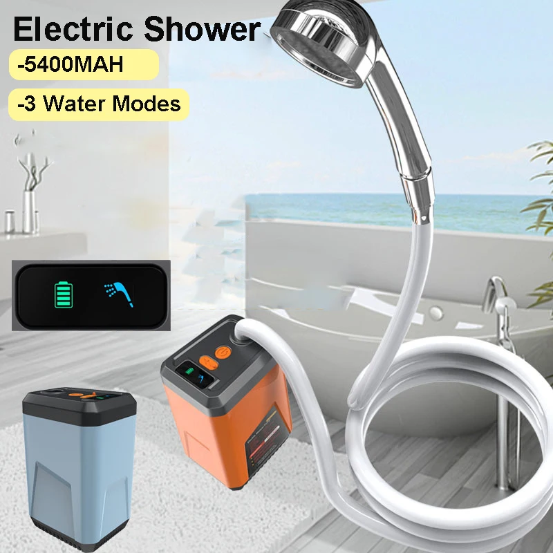

Уличный электрический душ 5400 мАч, насос для душа с USB-зарядкой, водонепроницаемая насадка-распылитель для кемпинга, путешествий, полива домашних животных