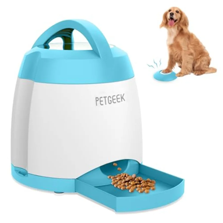 

Automatic dog feeder/treat dispenser for indoor/outdoor play ABS plastic gray 400ml capacity with rechargeable remote control a
