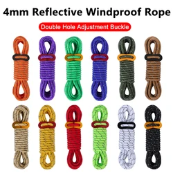 4M Sturdy Tent Rope High Reflective Luminous Windproof Tent Rope with Buckle for Beach Tent/Outdoor Camping/Dry/Bundle/Fix Tent