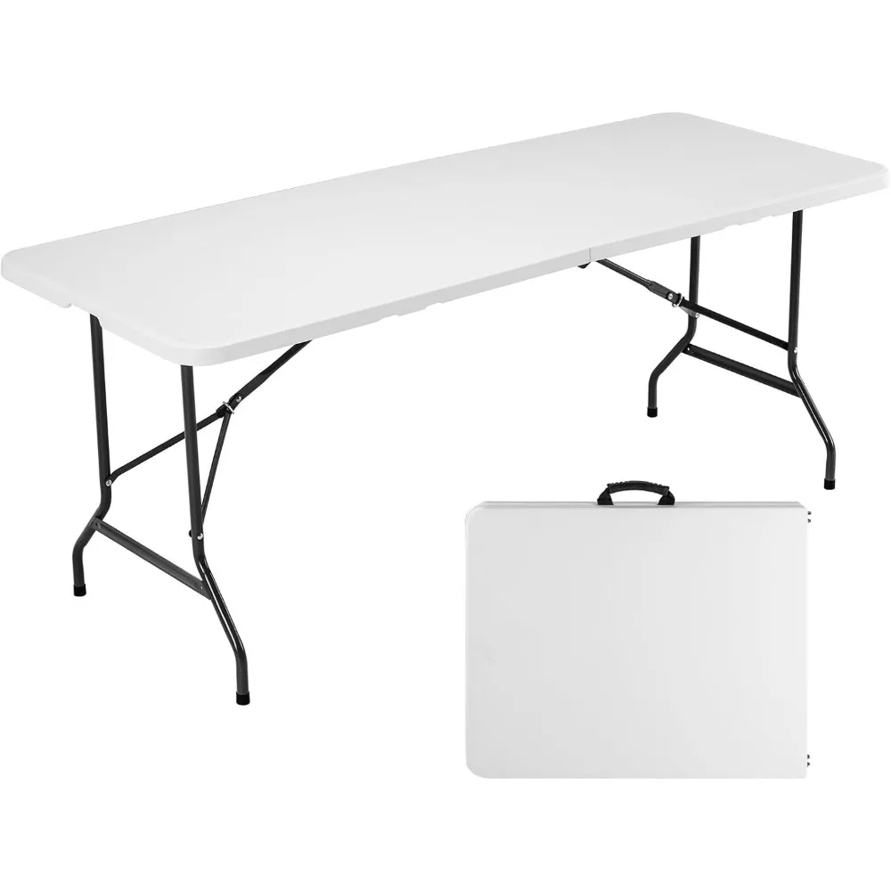 

6ft Plastic Folding Table Outdoor Indoor Heavy Duty Portable Table with Carrying Handle for Camping Picnic Party