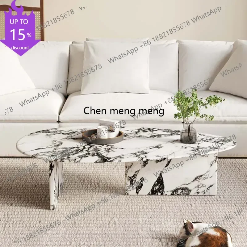 D178 Irregular Aesthetic Coffee Tables Design Minimalist Retro Floor Marble Table Living Room Modern Stoliki Do Kawy Home Furnit