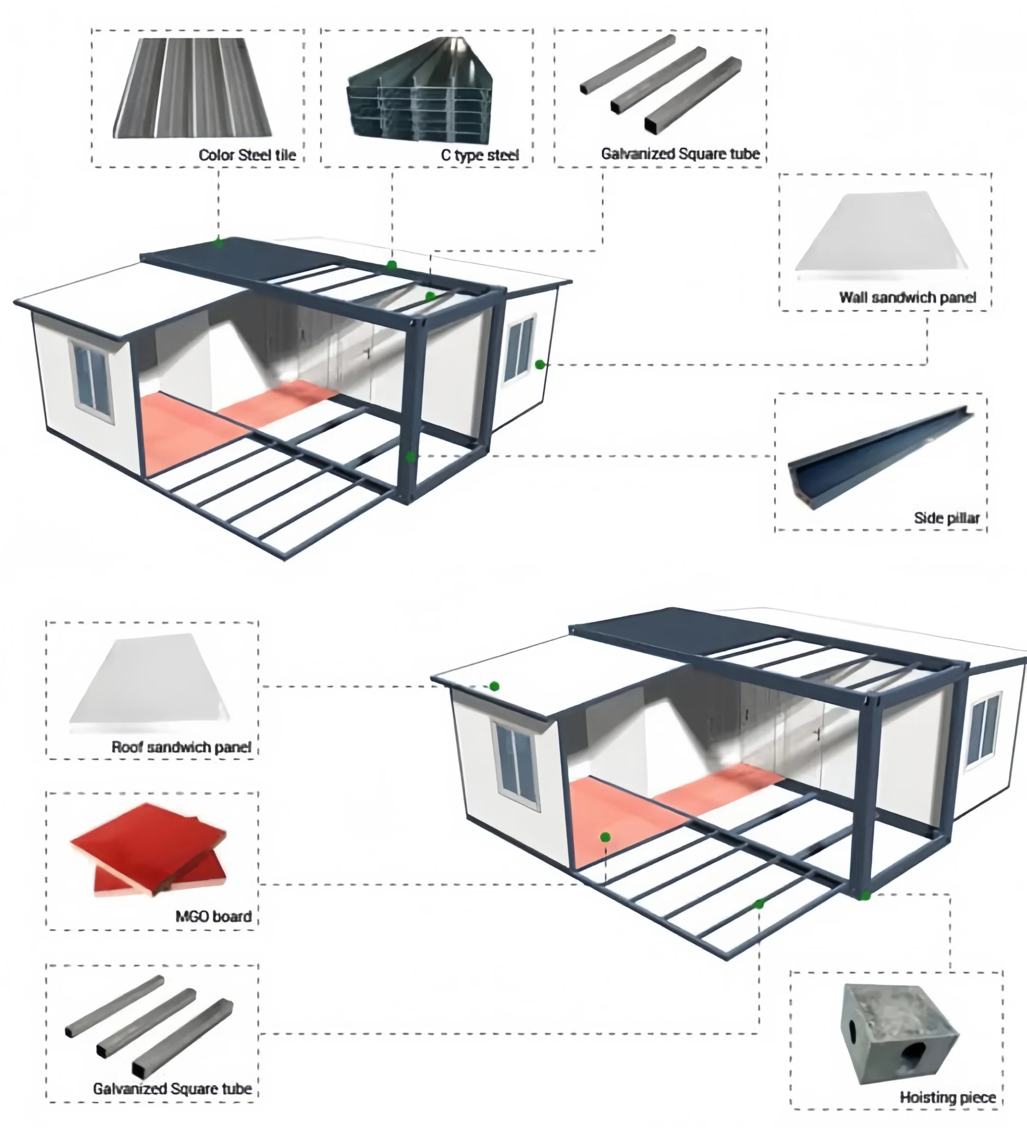 40FT Expandable Modular Prefabricated Container Room Sandwich Panel Catering Home Kitchen for House or Villa Use