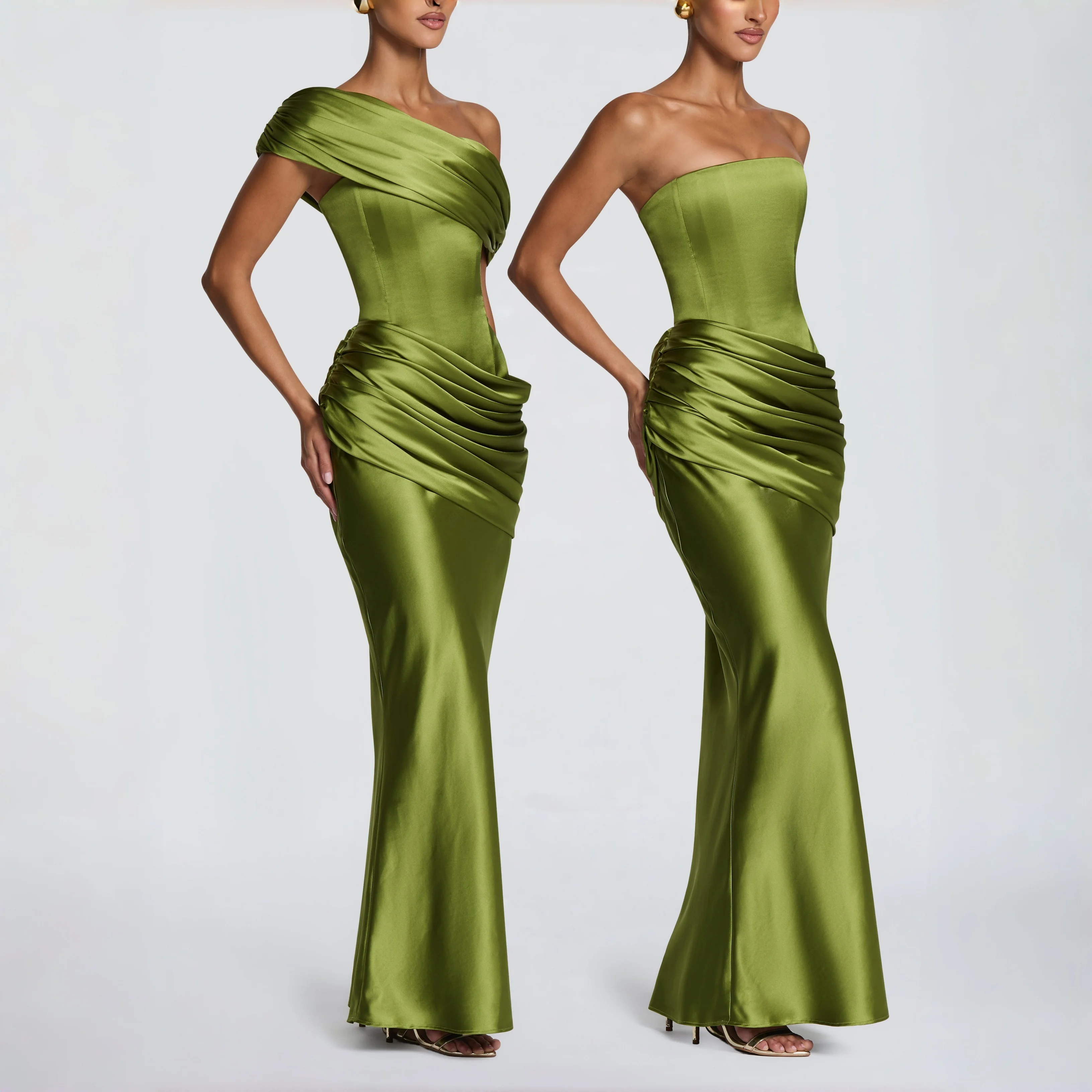 Detachable Off Shoulder Satin  - Women'S Formal Wear For Wedding Guest ulasan dan harga