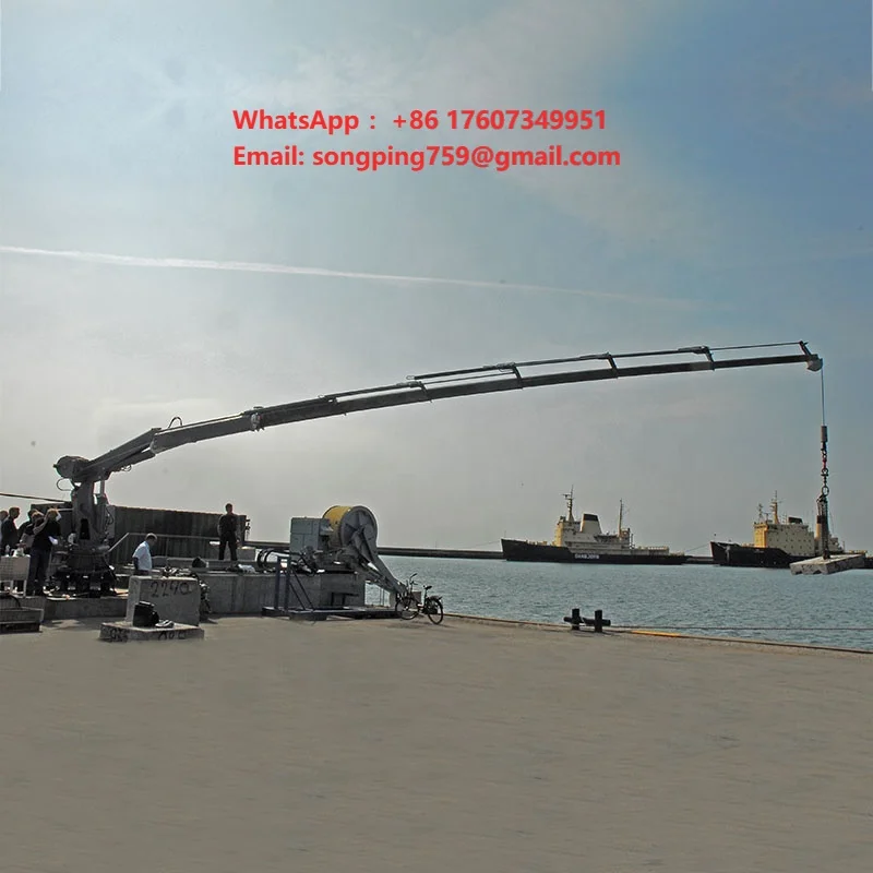 Hydraulic Telescopic Marine Crane with 360 Slewing Engine/Motor Long Reach Deck Mounted