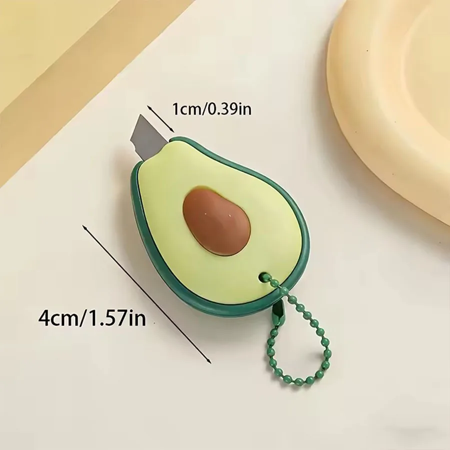 Matte Plastic Cute Fruit Shaped Mini Retractable Utility Knife Box Cutter with Bead Chain for Express Package Opening Office Use