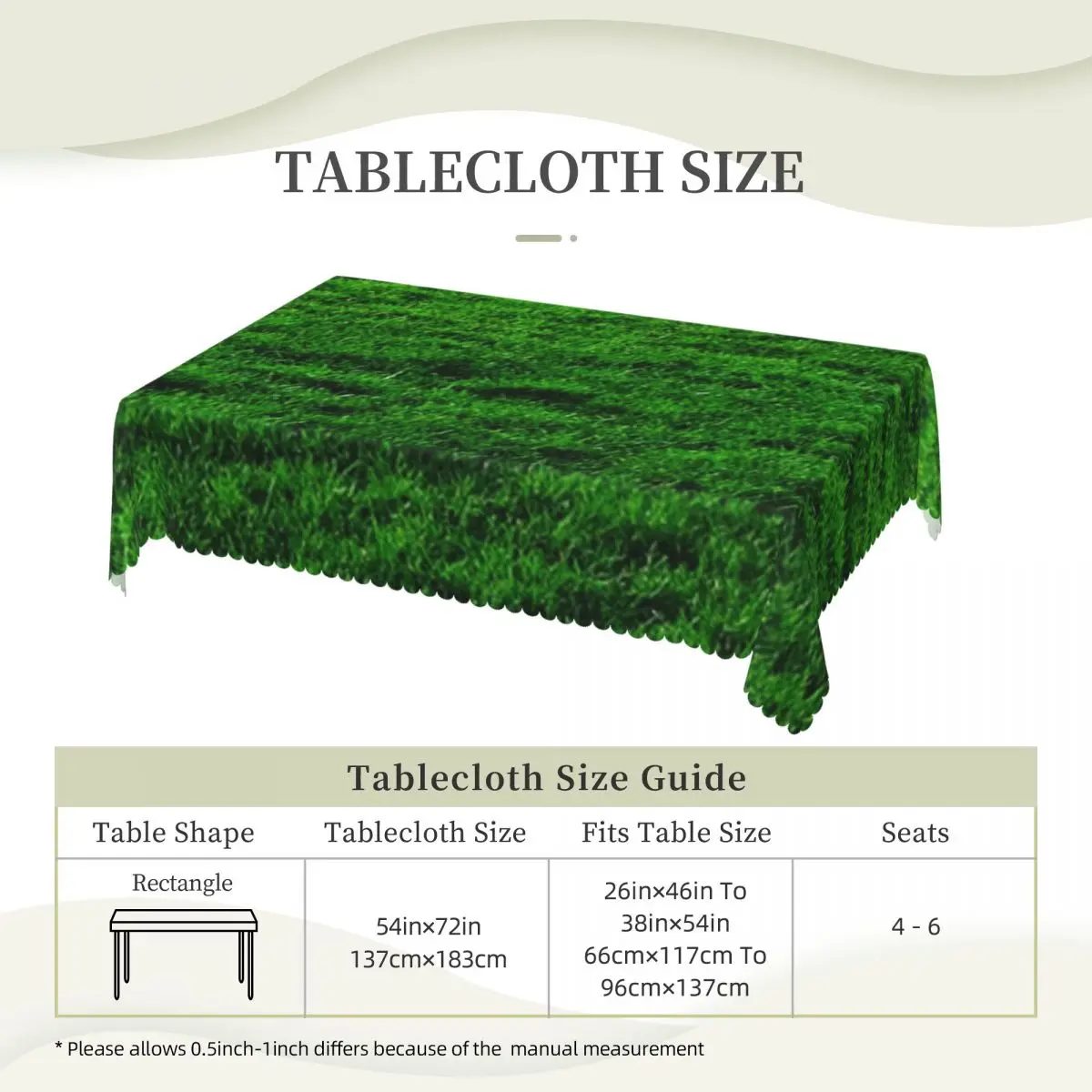 Green Grass Custom Rectangular Tablecloth Oilproof Table Cover for Dining Events Table Cloth