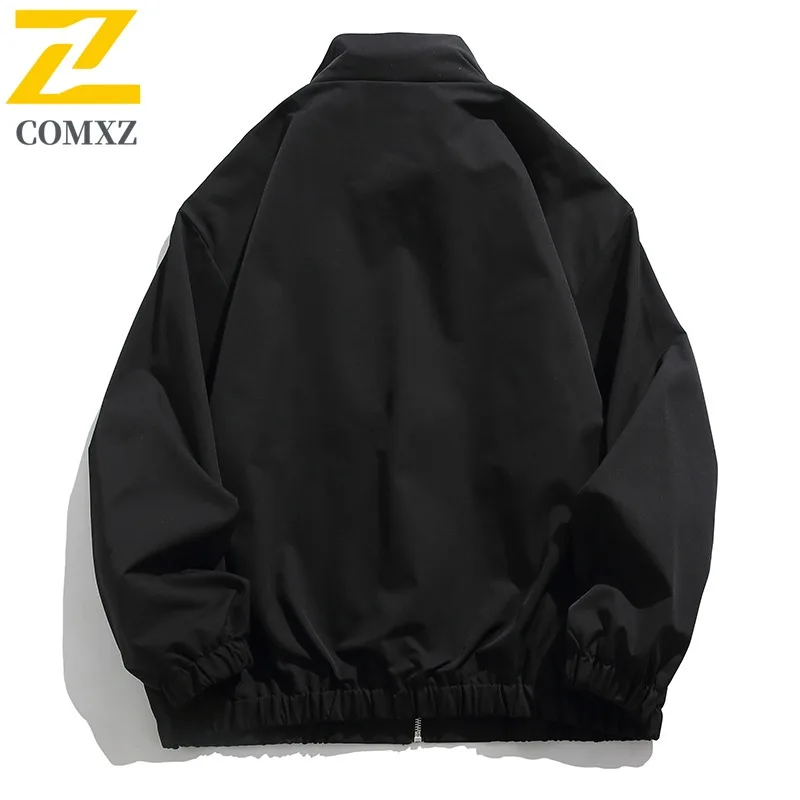 COMXZ New Jacket Men High Fashion Solid Color Stand Collar Climbing Versatile Coat Streetwear Windproof Autumn Windbreaker