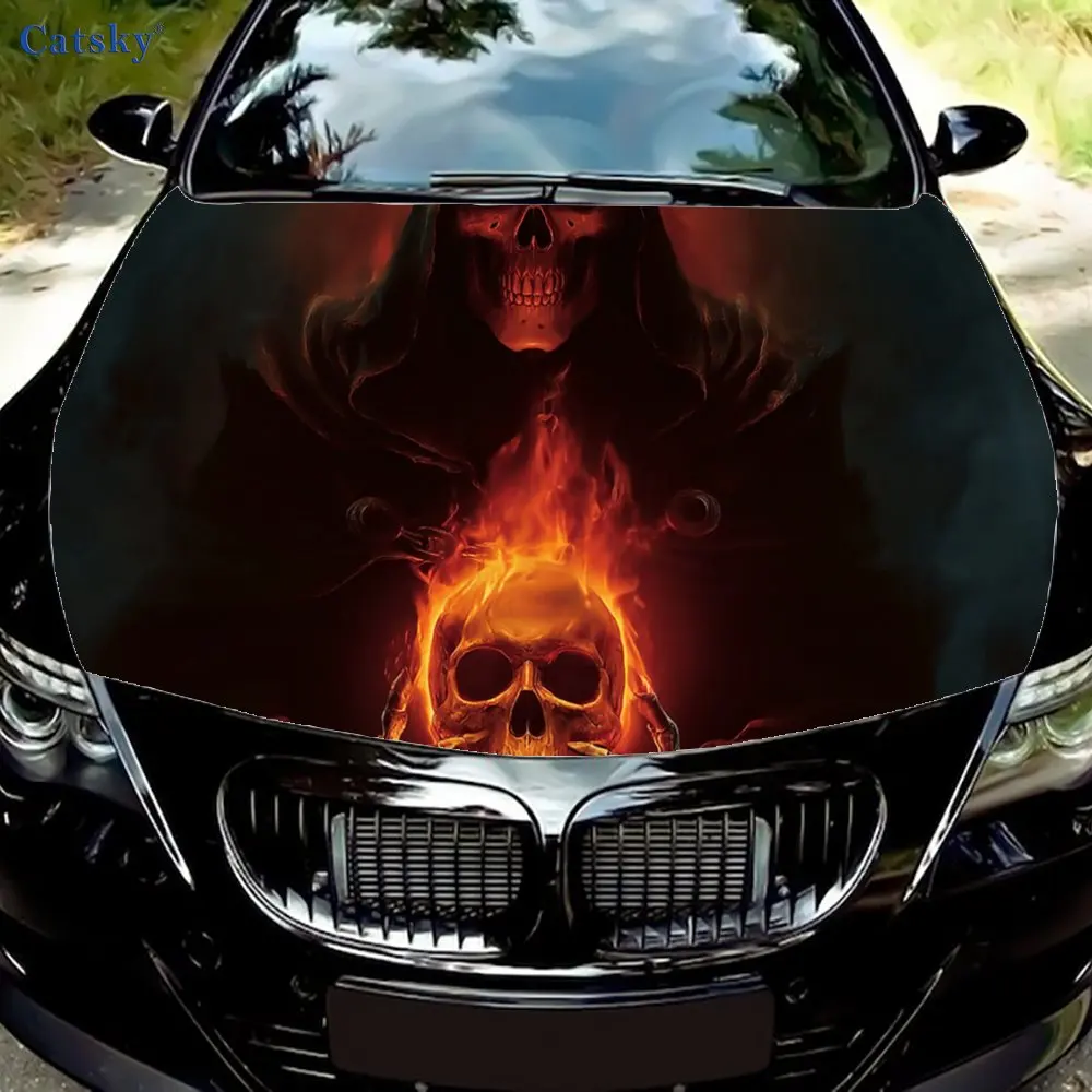 

Gothic flame skeleton Fantasy theme car cover decoration, suitable for cars, SUVs and other models, car accessories, inspired de