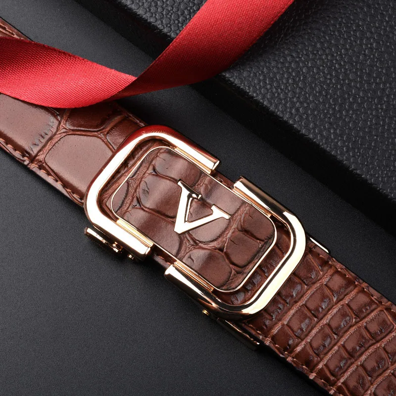 

Crocodile Pattern Men's Belt High-Quality Automatic Buckle Belt Fashionable Jeans Strap Trendy Men's Accessories