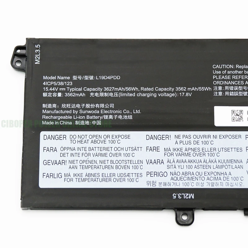 Laptop Battery L19D4PDD L19M4PDD L19C4PDD For ThinkBook 13S 14S G2 ITL 5B10Z37621 SB10Z37619 5B10Z37617 15.44V/56Wh/3627mAh