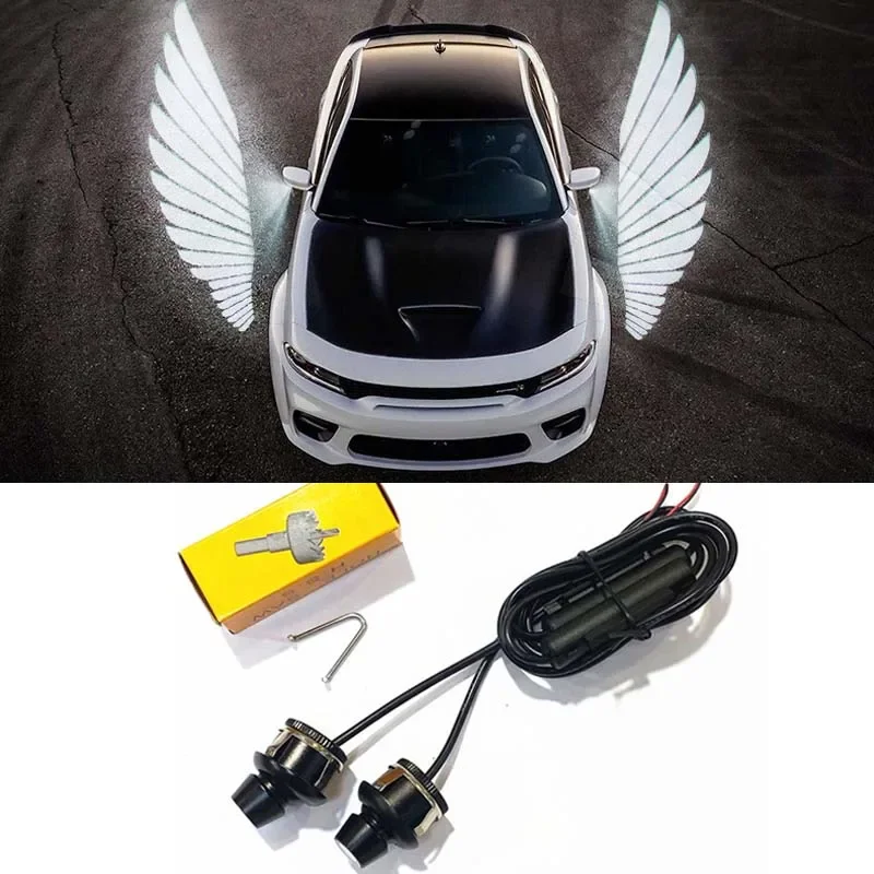 

2Pcs Welcome Car Angel Wings Light Carpet Projection Lamp Rearview Mirror Exterior LED Decoration Lights Universal Parts