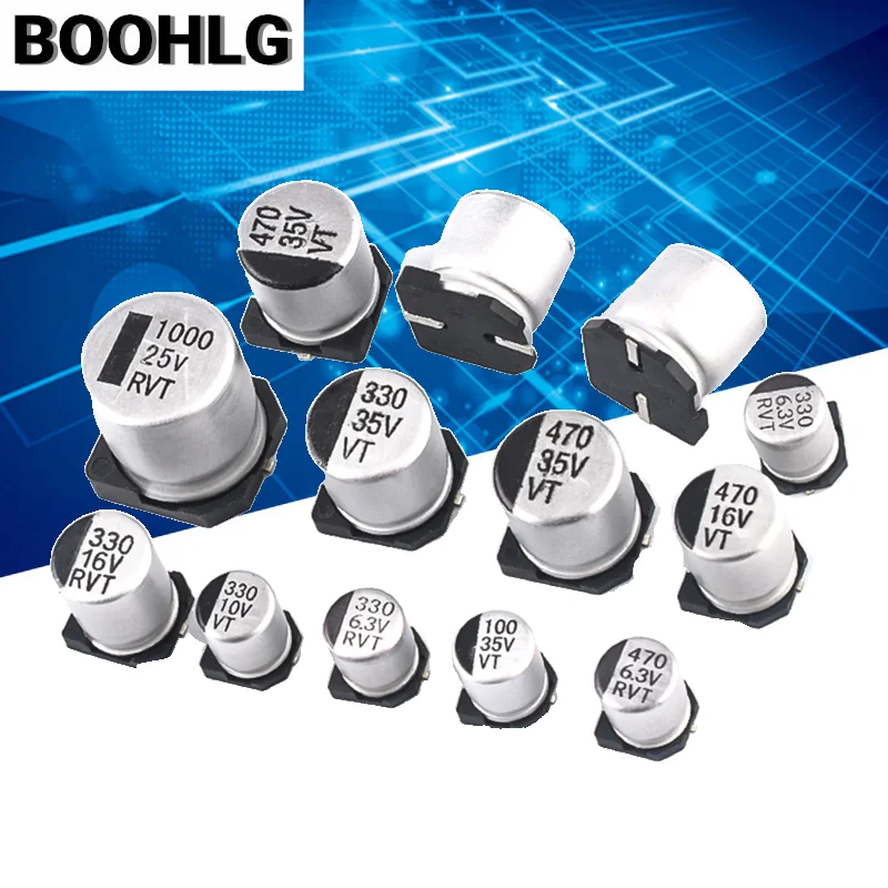 10PCS Aluminum Electrolytic Capacitor SMD 6.3V 10V 16V 25V 35V 50V 1UF 2.2UF 4.7UF 10UF 22UF 47UF 100UF 220UF 330UF 470UF 1000UF