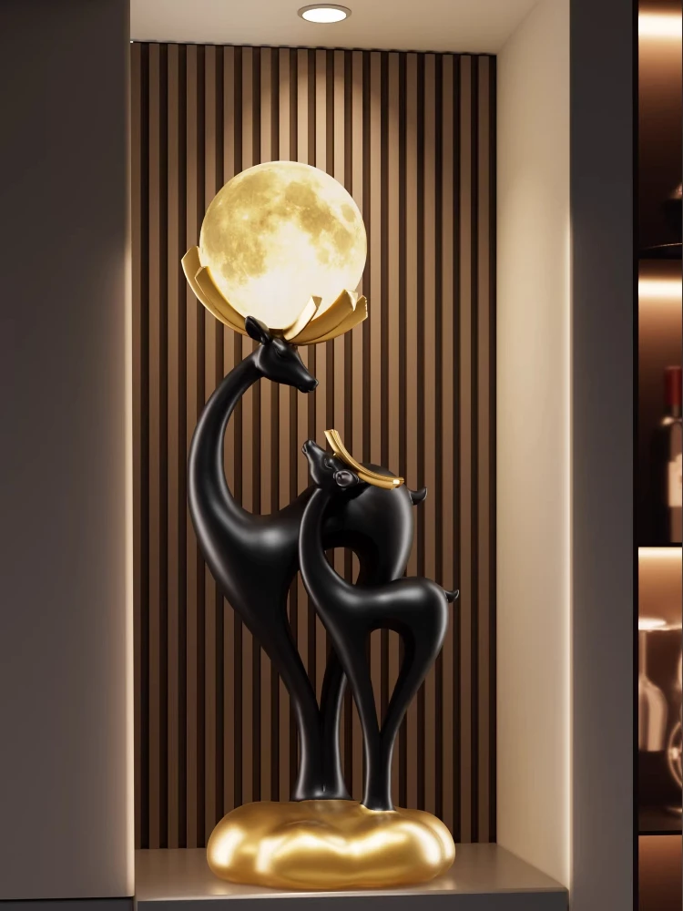 Light Luxury Home Decor Large Deer Statue Ornament Modern Living Room TV Cabinet Decorative Figurines High-end Housewarming Gift