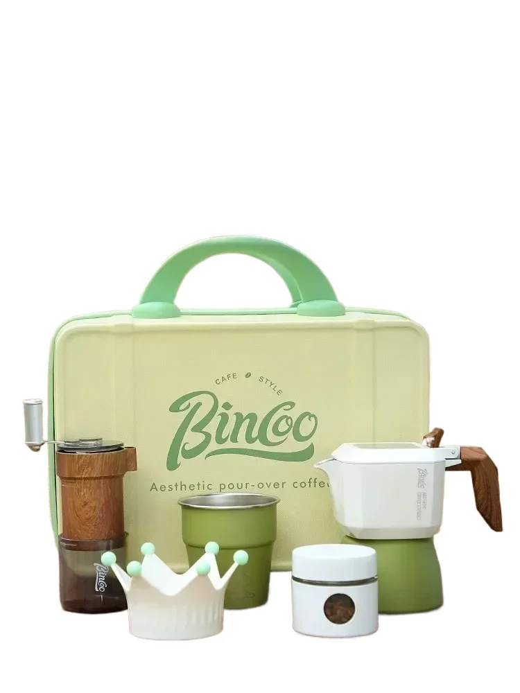 

Bincoo Asuka Outdoor Double Valve Moka Pot Set Brewing Coffee Pot Italian Small Coffee Camping Equipment Equipment