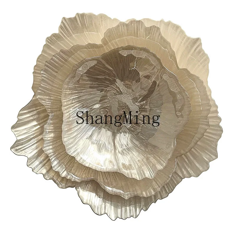 

PYH light luxury fruit plate household living room crystal glass flower storage plate ornament high value dried fruit plate