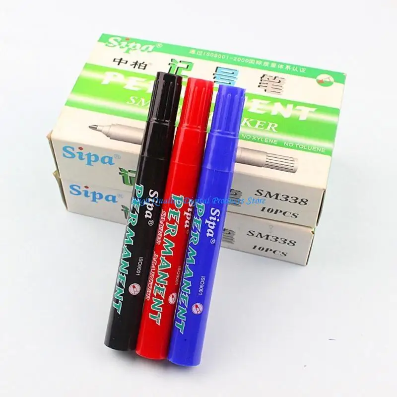 U2JE Multi-purpose Thick Black Markers Black Permanent Markers Works on Stone Metal Glass for Doodling Marking