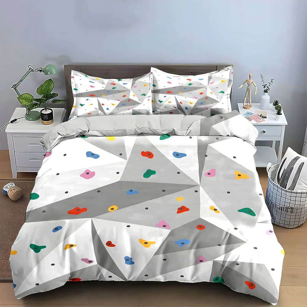 "Geometric Climbing Holds Set" Bedding Set with 1 Duvet Cover 2 Pillowcases Single Double King Queen, Gift