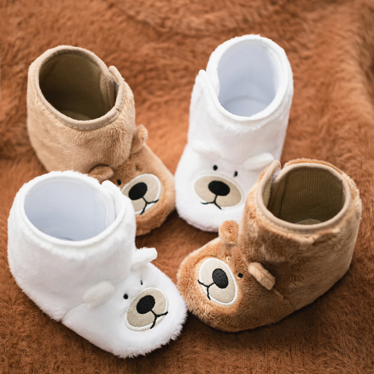 KIDSUN Winter Snow Baby Boy Girl Booties Warm Fluff Cottton Soft Sole Infant Newborn First Walkers Toddler Baby Shoes 0-1 Years