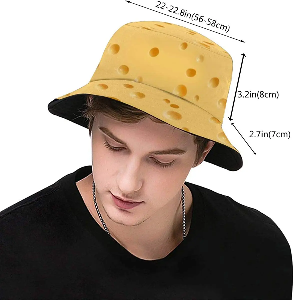 Bucket Hat Funny Food Cheese Pattern Unisex Packable Summer Travel Bucket Boonie Sun Hat Outdoor Fisherman Cap