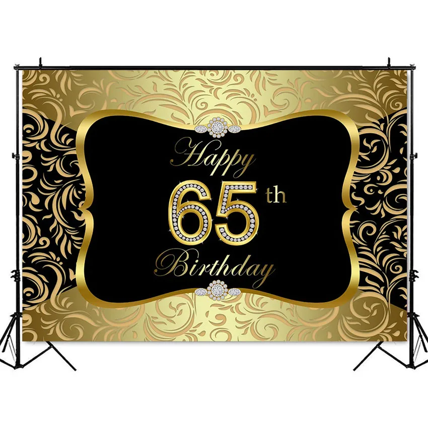 65th birthday party decoration gold black birthday party backdrop royal texture gold glitter happy 65th birthday backgrounds