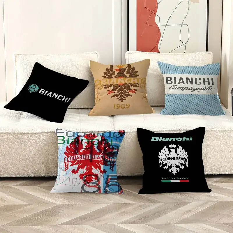 Brand B-Bianchi Logo Pillow Anime Pillow Sofa Bed Head Pillow Cover Cushion Cover 45x45 cm Fashion