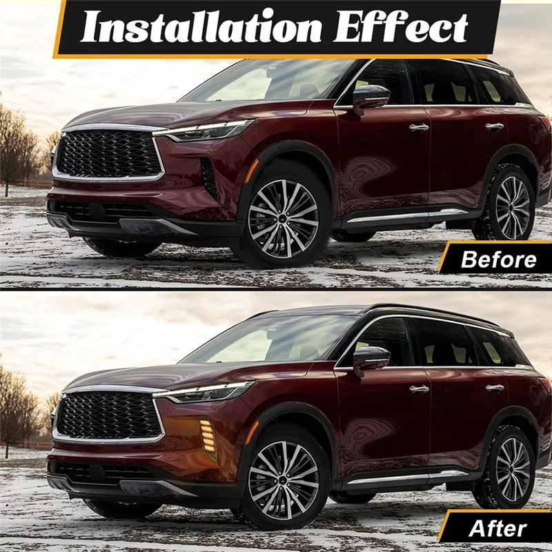 Car Front Bumper LED DRL Daytime Running Lights Turn Signal Lamps For Nissan Infiniti QX60 2022-2025