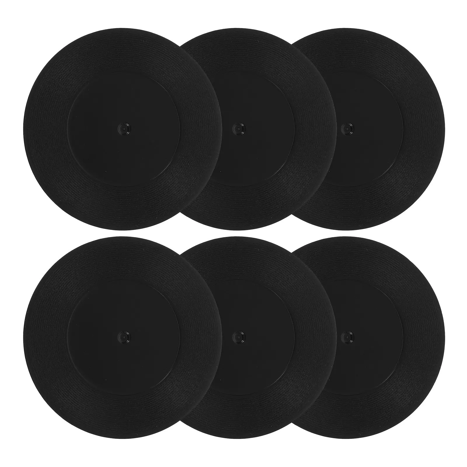 6Pcs Retro Vinyl Record Coasters ABS Material Non-Slip Drink Cup Mats for Home Coffee Table Bar Party Decor Vintage Music Lover
