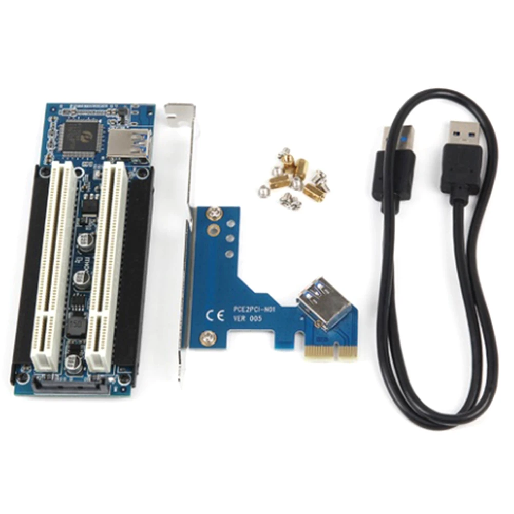 Tarjeta adaptadora PCI-E a PCI, PCIE a 2 ranuras PCI, compatible con tarjeta de captura, tarjeta de impuestos dorada, tarjeta de sonido, tarjeta de puerto paralelo