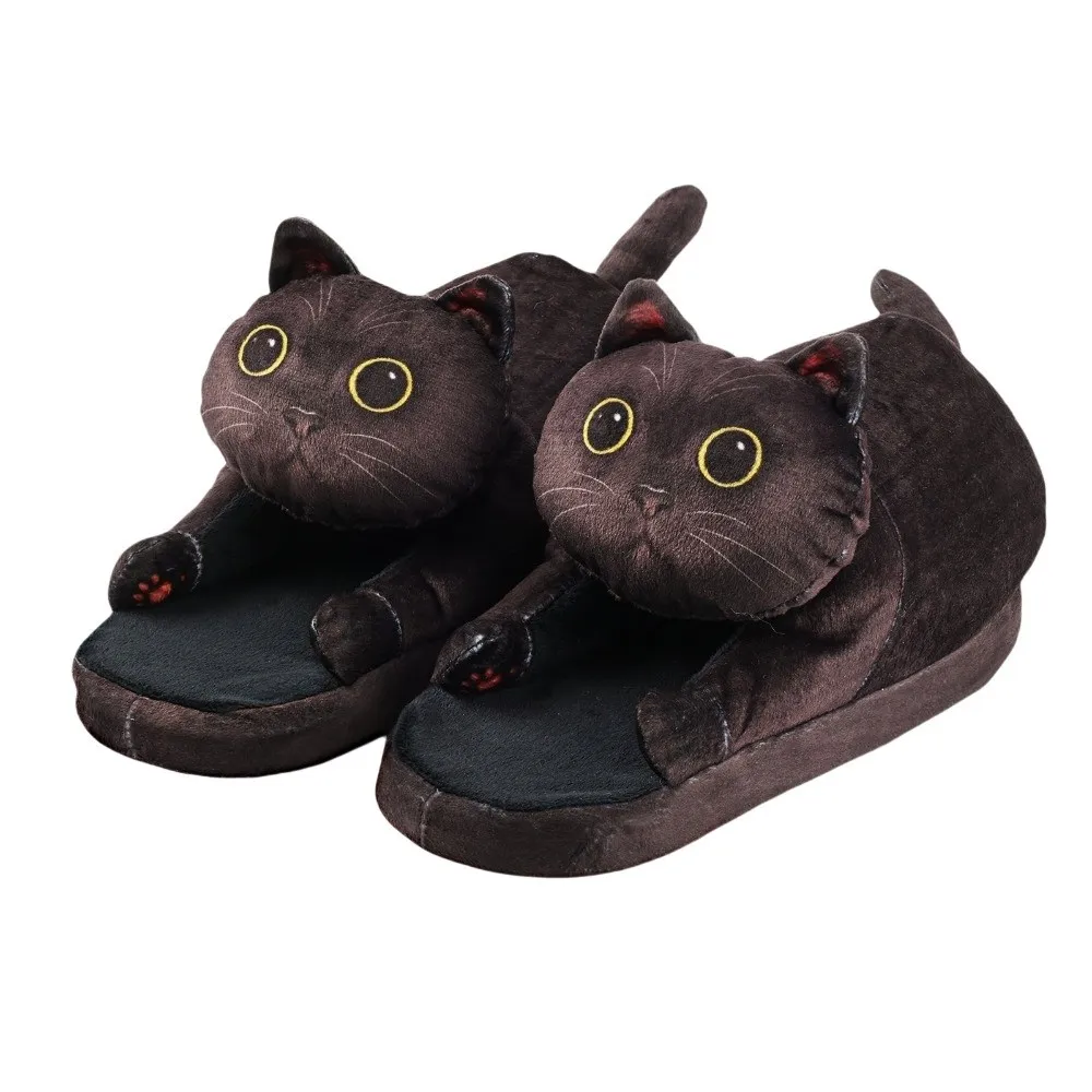 British Shorthair EVA Cat Hugging Slippers Soft Thick Sole Plush Kitty Slippers Non-Slip Animal Winter Fluffy Slides Bedroom