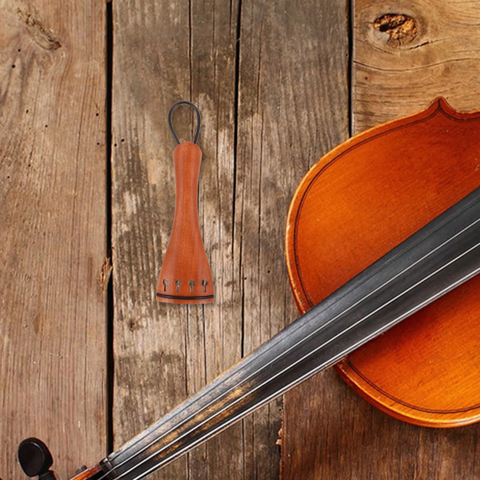 

1 Set Violin Tailpiece With Fine Tuners 4/4 Wood Replacement For String Adjustment Adjustable Tailgut Tuning Peg Violin Parts