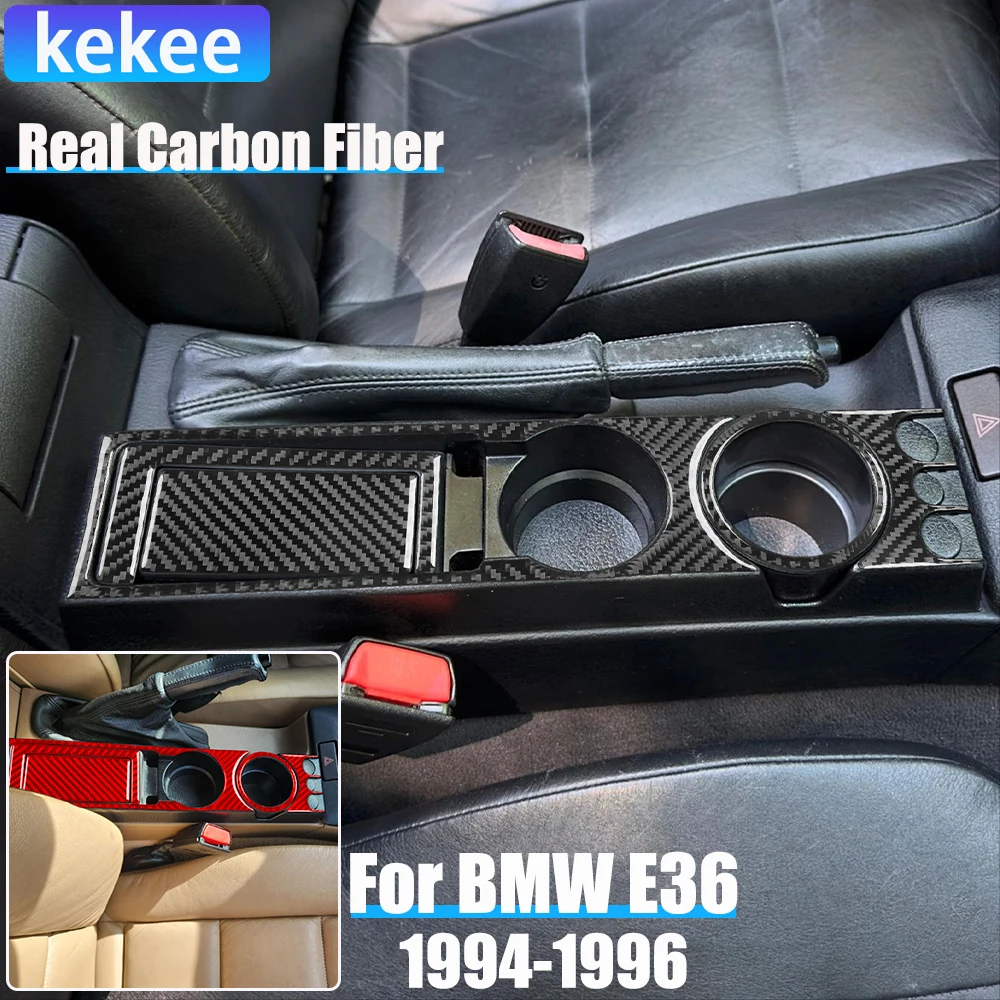 

Real Carbon Fiber Car Accessories Gear Shift Storage Frame Set Trim Cover Soft Sticker For BMW E36 3 Series/M3 1994 1995 1996
