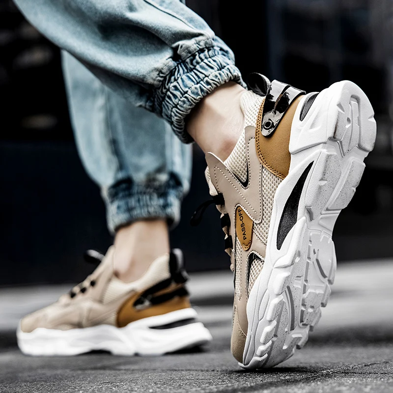 Men's shoes 2025 spring lightweight mesh breathable thick soled casual shoes men's Korean version fashion sports shoes summer