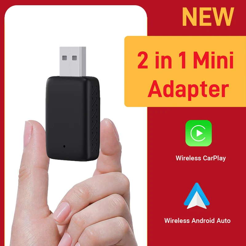 Nieuwe bekabelde naar draadloze CarPlay en Android Auto 2in1 mini-adapter 5GHz WiFi5 Geschikt voor 99% originele bekabelde carplay/auto-auto's