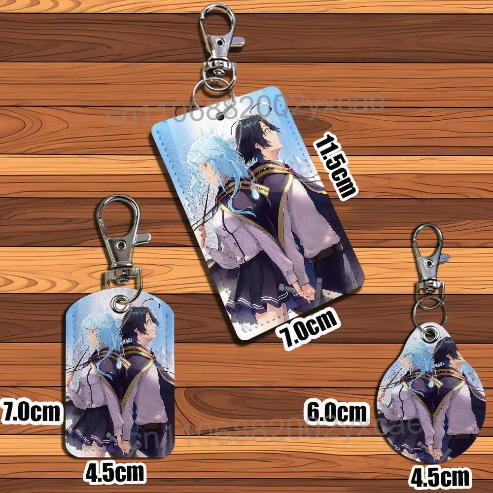 talen Will Serfort Wistoria Wand and Sword Rectangle ID Card Case Keychain Access Card Bag Key Tag Ring Leather Card Holder view 3
