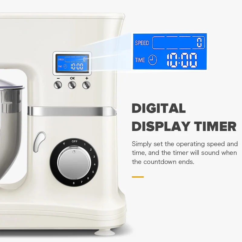 Vertical mixer 8-speed with digital timer Electric kitchen Dough Meat grinder Sausage juice