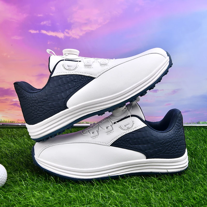 New Men's Women Golf Shoes with Rotary Buckle, Waterproof Upper, Anti Slip Sole, Lightweight Cushioning Outdoor Golf Sneakers